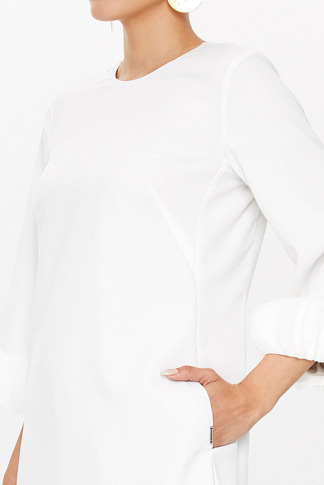White Accessory detail sleeve mini dress 93051