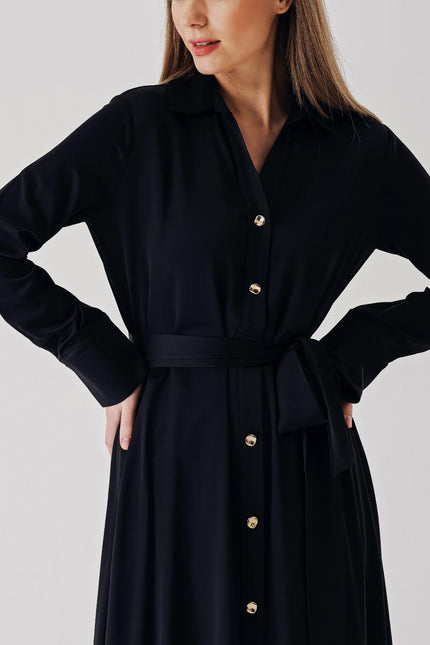 Black Wide cut shirt dress 94373