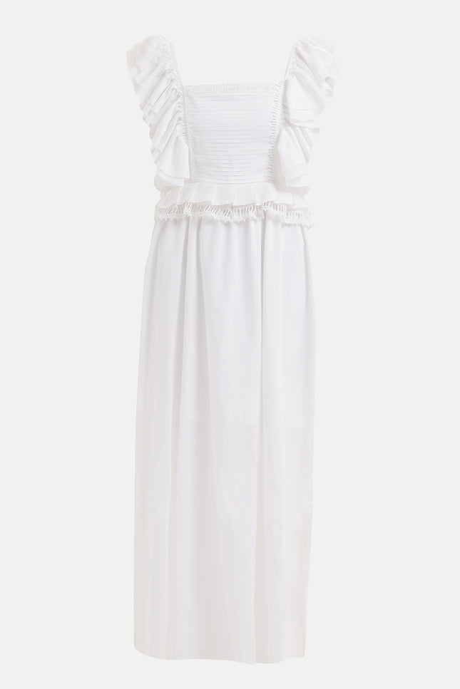 White Laced and ruffled maxi dress 92328