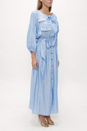 Cepli Düşük Omuz Uzun Elbise 92308