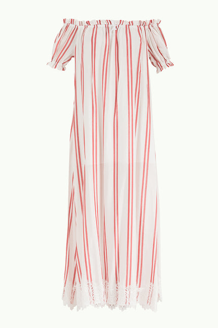 Red Off shoulder elastic maxi dress 92355