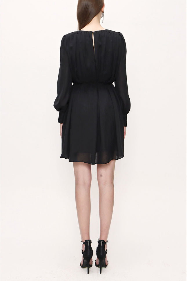 Black Shoulder pad mini dress 93910