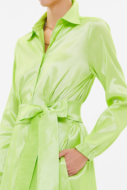 Green Pleated skirt midi dress 92906