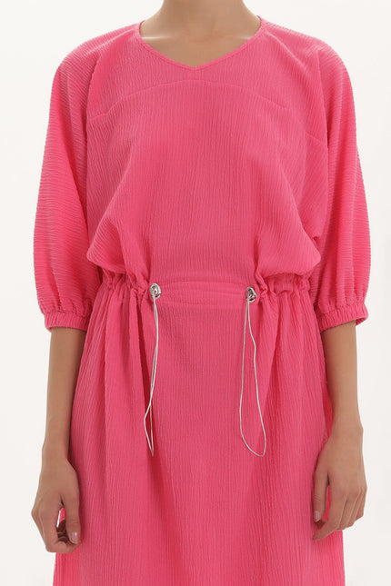 Pink Lace-up wide cut maxi dress 92450