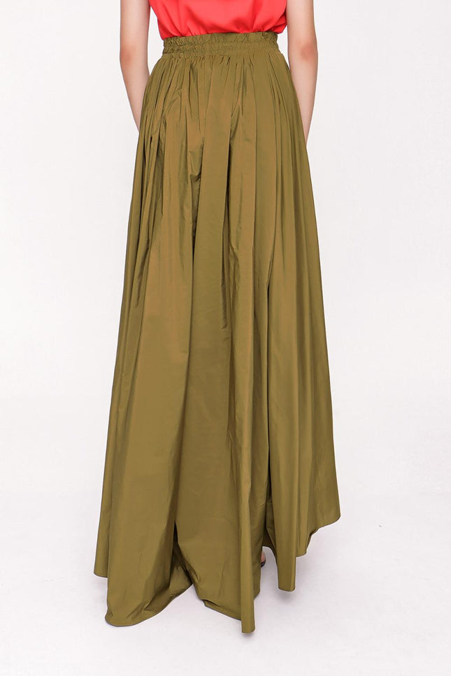 Pistachio Green Pleated maxi skirt 81206