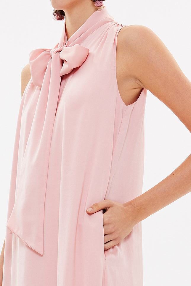 Pink Sleeveless slit maxi dress with tassels 92698