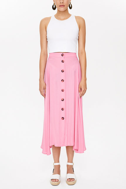 Pink Button ruffled  skirt  81063