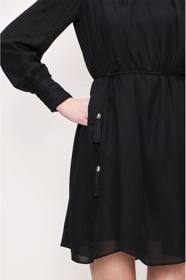 Black Shoulder pad mini dress 93910