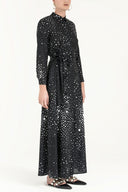 Siyah Yıldız desenli uzun elbise 92176