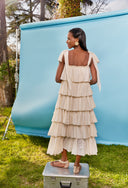 Beige Ruffled sleeveless dress 93538