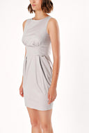 Gray Pleated  sleeveless mini dress  91460